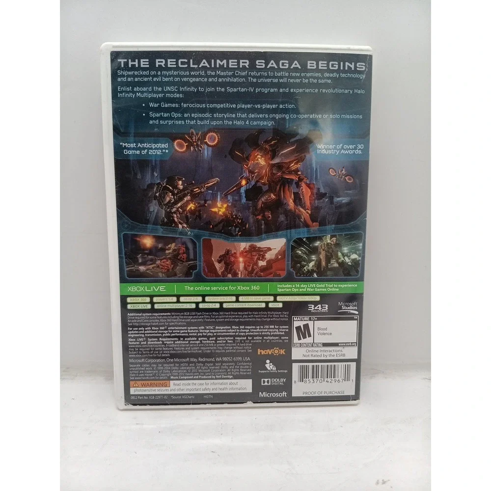 Halo 4 Microsoft Xbox 360 2012 2-Disc Set 343 Industries Sci-Fi Shooter NTSC